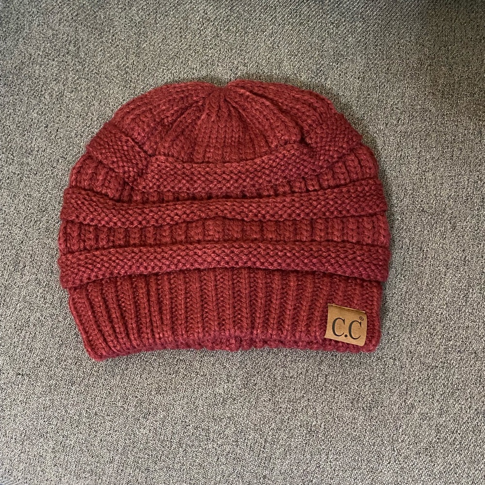 C.C. Burgundy beanie hat